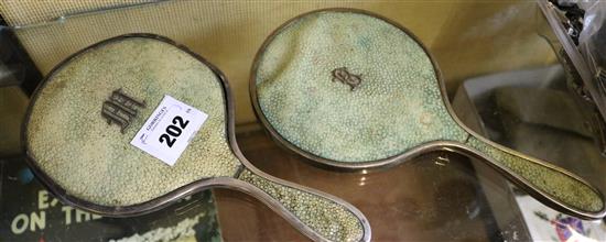 Two silver and shagreen mirrors